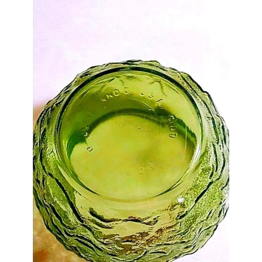 VINTAGE EO BRODY GREEN CRINKLE TEXTURED GLASS BOWL 5 x 5.5 G 108